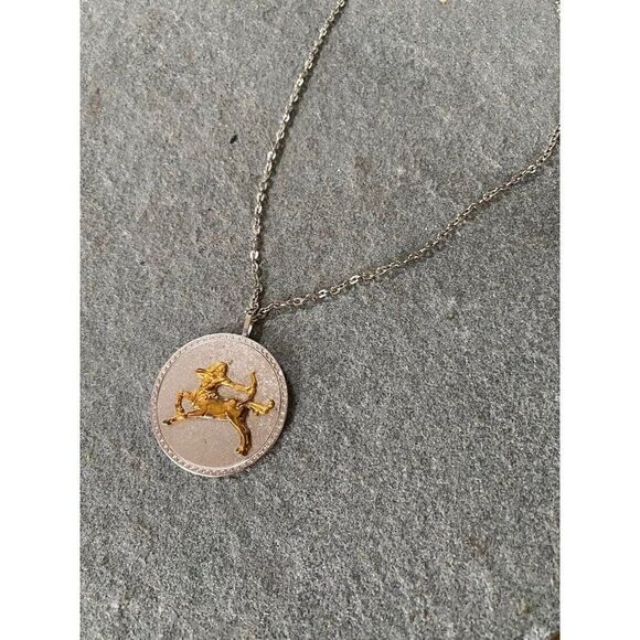 Vintage Necklace Sagittarius GF On Sterling Silver Centaur Astrology Pendant - Picture 11 of 16